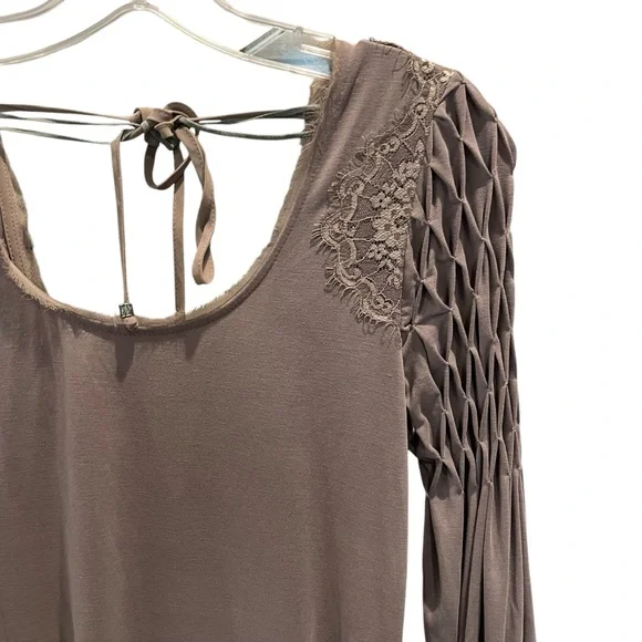 Free People Jessies Mini Dress Lace Long Sleeve Bohemian Brown Size XS - Picture 8 of 11